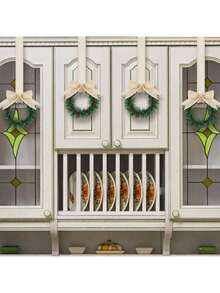 Christmas Mini Cabinet Wreaths For Kitchen With Ribbon Bows Red Berry,Mini Wreaths Farmhouse Decoration Artificial Hanging Garlands For Christmas Front Door Window Chair Wall Christmas Decorations Home Christmas Gifts Christmas Decor - Multicolor - View 4