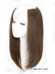 16Inch HalfHead Wig Collarbone Black Long Straight Wig Buckle Female Long Hair Natural Invisible One Piece Wig Piece - Light Brown - View 3