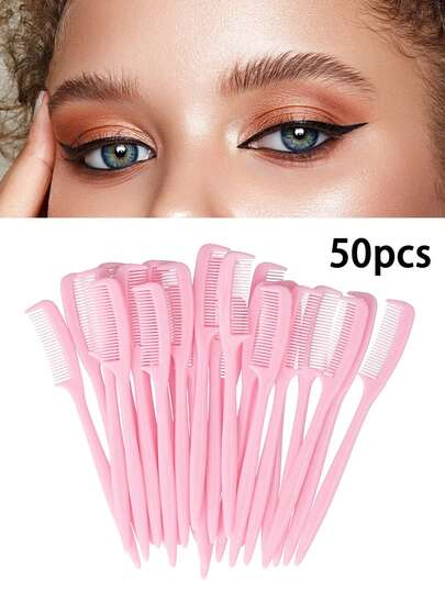50pcs Mini Eyebrow Brush, Eyelash Brush, Eyebrow Eyelash Shaper Eyelash Comb Cosmetic Tools, Mini Eyebrow Comb, Used To Separate Eyelashes, Eliminate Mascara Caking, Beautify And Shape Eyebrows, Eyelash Lifting, Eyebrow Coloring, Dyeing And Extension Tools.