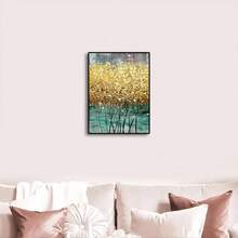 Modern Creative Canvas Abstract Golden Leaf Art Poster, Single Piece Wall Art, Waterproof & Odorless, Birthday Gift, Decor For Bedroom, Office, Living Room, Dorm