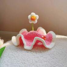 LANGXINGCS 1顶手工针织小狗/小猫/青蛙造型宠物帽，涤纶材质，趣味派对头饰，适合小型猫咪佩戴