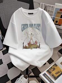180g pure Cotton Greta Van FleeT T Shirt Strange Horizons Retro Fans Stretched Breathable Soft Summer graphic Unisex Versatile Comfortable designer clothes Top For Everyday Wear streetwear Casual Print Round Neck Short Sleeve Slightly women female - Blanco - Ver 3