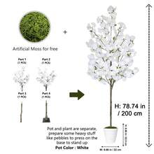 1pc 200CM Artificial Cherry Blossom Tree With Plastic Pot & Moss, House Ornament Fake Plant For Wedding Home Living Room Decoration, Indoor Outdoor Use, For Christmas Thanksgiving Halloween