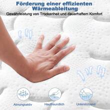 Colchón Híbrido - Colchón 90x200 cm - Altura 24 cm - Muelles ensacados y viscoelástica - Colchón muy Transpirable - Ideal Para un Sueño Reparador, 7 Zonas de Confort - Blanco y Negro - Ver 7