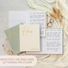 Elegant Linen Wedding Vow Books With Gold Foil Lettering - Perfectly Sized His And Hers Vow Books With Plenty Of Pages To Write Whatever Is On Your Heart - A Beautiful Addition For The Wedding Day , Thanksgiving Gifts, Christmas Gifts, Halloween Gifts, Valentine's Day Gifts, New Year Gifts - 鼠尾草奶油 - 查看 2