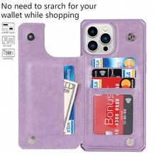 For IPhone 13 Pro Max Case With Card Holder, Wallet Case For Women Men,For IPhone 13 Pro Max Phone Case With Stand And Strap,Leather Shockproof Protective Cover- Purple{"Color_name":"B-Purple"} - 多色10 - 查看 4