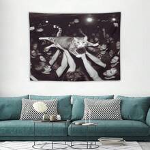 1 PC Interesting Animals Wall Tapestry, Polyester Personalized Tapestry, Suitable For University Dormitory Rooms, Living Rooms, Music Parties, Art Decoration Tapestry, Ideal Holiday Gift Giving, Installation Accessories, Home Decor, Room Decor, Flags For Room, Tapestri - 彩色 - 查看 4