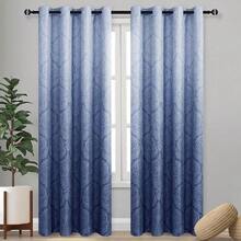 DWCN 2pcs Ombre Blackout Curtains For Bedroom - Damask Patterned Thermal Insulated Grommet Curtains For Living Room - 新深藍 - 查看 8