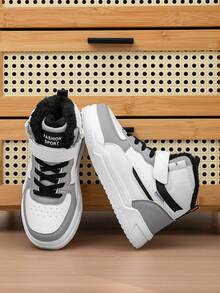 1 par de zapatos deportivos de invierno para niños con cierre de gancho y bucle, planos, cómodos y con forro térmico, zapatos casuales navideños para niños, adecuados para actividades diarias al aire libre en invierno