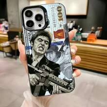 Étui de téléphone S-Scarfaces Tony M-Montana compatible avec 16, 15, 14, 13, 12, 11, Pro, Max, Plus, Mini, XS, SE. Coque de protection antichute en matière noire mate compatible avec les modèles 17, 17 Pro et 17 Pro Max - Z4 - Voir 4