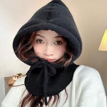 Balaclava Hat For Women, Winter Warm Knitted Headwear With Scarf, Ear Protection - Hat - View 6