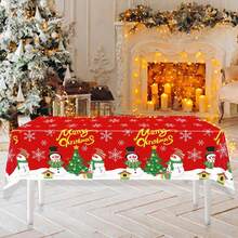 Christmas Disposable Tablecloth Creative Holiday Snowman Table Covers For Home Office Party Decoration - Red - View 5