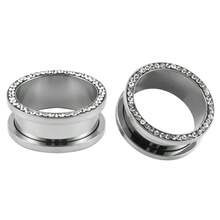 2PCS Hot Band Drill Ear Gauges 316 Stainless Steel Round Ear Tunnels Plugs Piercing Can Diy Body Jewelry Women Expander Stretchers - Round - View 41