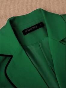 HOMEYEE Vintage Casual Blazer Jacket With Contrast Color Blocking, Suitable For Spring, Summer, Autumn, Winter, Elegant For Business, Office, Vacation - 綠色 - 查看 3