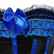 Jutrisujo Corsets For Women Tops Plus Size Stripe Lace Up Overbust Bustier ZipperLingerie Halloween Costumes - 8068-Blue - 查看 4