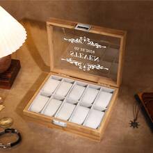 1pc Personalized Vintage Watch Storage Box, Groom's Gift, Men's Customized Watch Box, Men's Accessory Storage Box, Large Capacity Optional -2/3/10/11 Compartments, Personalized Men's Valentine's Day, Father's Day, Christmas, Birthday Gift, Husband's Anniversary Gift, Boyfriend, Graduation Gift,Elegant Living,Artful Living - Multicolor - View 7