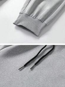 Men's Thin Drawstring Waist Casual Sports Pants, Fashionable For Spring & Autumn - Grey - View 6
