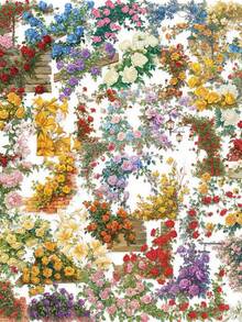 50片复古角花贴纸 DIY手机壳材料手册 水杯植物透明PET贴纸