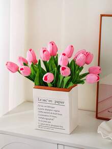 3/8/16/20 支装精美逼真白色郁金香仿真花束 - 适用于卧室、客厅、婚礼、派对、情人节、父亲节、毕业典礼、母亲节礼物、复活节装饰、女友礼物、周年纪念礼物、仿真花、圣诞节礼物、妈妈礼物、闺蜜礼物、生日礼物、新娘捧花、送给她的礼物、假花、假植物、家居装饰、婚礼装饰、婚礼配饰 - 糖果粉 - 查看 4