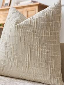 1 pieza Funda de almohada de chenilla neutra, funda de cojín decorativa de textura suave, adecuada para sofá, cama, decoración del hogar, 45 x 45 cm - Blanco - Ver 3