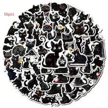 56 piezas de pegatinas de la serie de gatos negros de dibujos animados, adecuadas para scrapbooking, diarios, portátiles, botellas de agua, coches, etc. Diseño basado en la fe con mensajes positivos, gran regalo