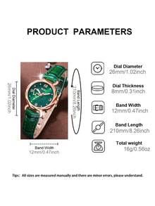 1 Set Ladies Watch Ladies Fashionable Casual Quartz Watch With Peach Shaped Dial And Heart Necklace Earrings Bracelet Rings Jewelry Set Perfect For Everyday Wear, Birthday Gifts, Parties, Holiday Gatherings, And As The Ideal Gift For Yourself Or Friends Boxes Not Included