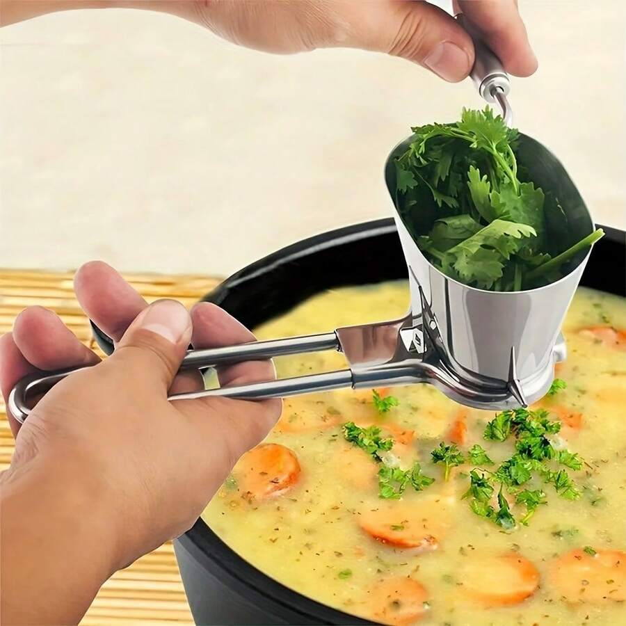 Multipurpose Stainless Steel Manual Herb Chopper For Kitchen Use - Perfect For Chopping Cilantro And Other Herbs