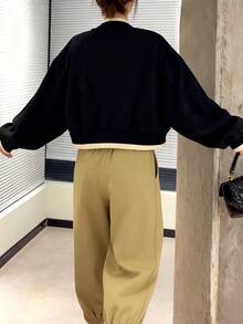 Chaqueta de béisbol High Street: chaqueta individualista y moderna con estampado de inspiración coreana y estilo universitario femenino Cazadoras para Mujer - Negro - Ver 7