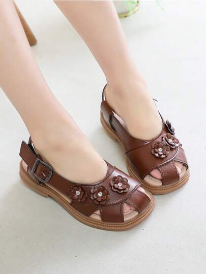 1 Đôi dép xăng đan đế mềm chống trượt họa tiết hoa lấp lánh phong cách công chúa thoải mái cho bé trong nhà/ngoài trời