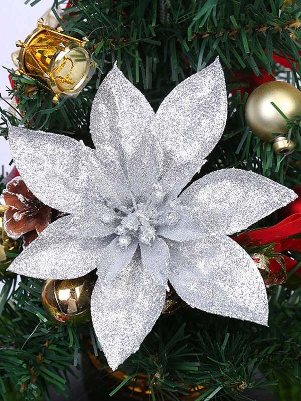 1 pezzo/10 pezzi Decorazione per albero di Natale, taglia S/M. Decorazione per corona, decorazione per matrimonio, decorazione floreale con glitter, adatta per decorazione albero di Natale, corona, ghirlanda, lavoretti fai-da-te, festa di Natale, decorazione invernale per la casa, adatta per Natale, matrimonio, festa, raduno, decorazione per esterni.