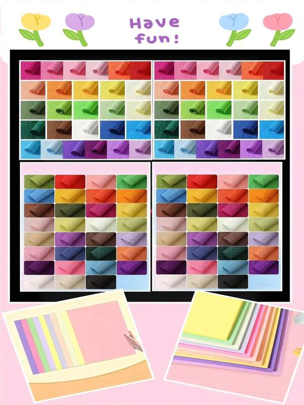 Papel de macarrón de papel crepé de colores, papel multifuncional, papel estampado, rosas y claveles de papel hechos a mano, suministros de manualidades DIY - Especial de vuelta a la escuela, papel enrollado grueso