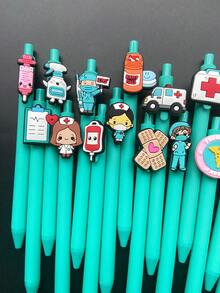 10 Stücke/Set minimalistische einfarbige Kugelschreiber für medizinisches Personal, Doktoren- & Krankenschwestern-Motiv, geeignet als Geschenk für Ärzte, Krankenschwestern, medizinisches Assistenzpersonal und Studenten, zufälliger Stil - Schwarz - Übersicht 4