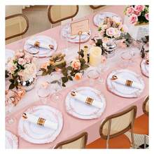Rose Plastic Plates Disposable Set - 350pcs Party Supplies For 50 Guests - As Picture/H - View 4