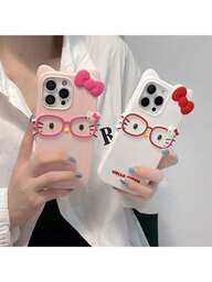 Sanrio 산리오 스포츠 카툰 이미지/다양한 스타일 아이폰16Pro 카툰 입체 KT 고양이 휴대폰 케이스 애플 16 리본 고양이 15Pro 실리콘 케이스에 적합