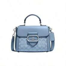 Coach Borsa a tracolla COACH Morgan 21 Classic Monogram Chambray con fibbia, mini, colore blu chiaro CH142