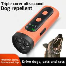 New Ultrasonic Dog Repeller, 3-Probe Strobe Light Anti-Barking Device, Rechargeable Outdoor Deterrent For Large & Small Dogs, Cats