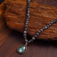 Natural Stone Oval Moonstone Pendant Necklace, Women's Natural Jewelry Gift For Holiday, Christmas, Valentine's Day, Anniversary (Pendant Pattern/Shape Random)