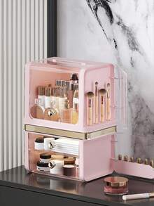 Premium Clear Makeup Storage Box - Dust-Proof Cosmetic Storage Cabinet, Suitable For Skincare, Lipstick Etc. - Large Capacity, Independent Design - Ideal For Beauty Salon, Bedroom, Vanity, Cosmetic Store, Cosmetic Cabinet | Modern Aesthetics | Durable PET, Cosmetic Storage Cabinet