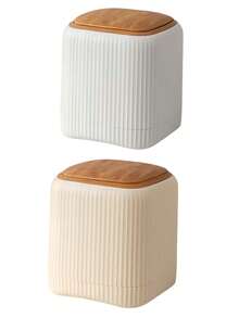 Multi-Functional Desktop Plastic Storage Bucket, Fashionable Mini Trash Can, Mini Trash Can With Lid - Detachable Small Trash Can, Small Plastic Trash Can, Pop-Up Countertop Garbage Basket, Suitable For Bathroom, Office, Kitchen, Bedroom, Desk, Coffee Table, Office, Car. Multiple Colors Available