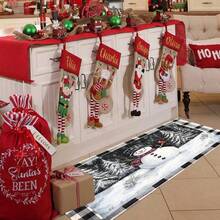 1 pièce Paillasson en TPR imitation laine avec imprimé sapin de Noël et bonhomme de neige, tapis de salle de bain, tapis de cuisine, tapis de buanderie, décoration de fête, décoration de maison, décoration de mariage, décoration de salle à manger