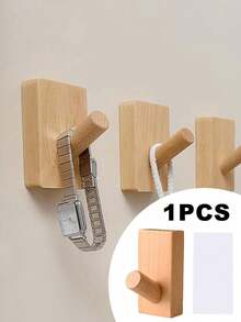 1 peça de cabide de faia simples e sólido, cabide de madeira natural, cabide de parede de faia, gancho decorativo para porta, para lavanderia, loja, café, bar