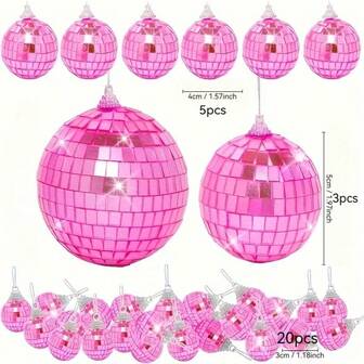 28pcs Shiny Pink Disco Ball Set - Perfect For Parties, Bars And Home Decor | Ideal For Bachelorette Parties And Photo Props Christmas Decorations Home Christmas Gifts Christmas Decor
