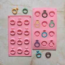 1 buc. Mucegai de ciocolată din silicon cu 12 cavități, în formă de inel creativ, pentru copt DIY, fursecuri, budincă de bomboane, tavă pentru cuburi de gheață