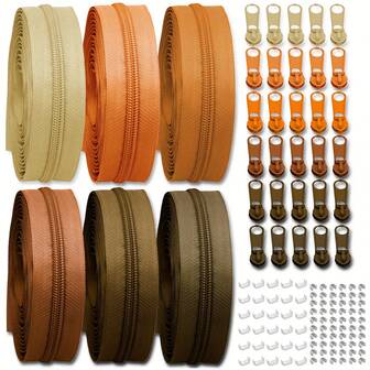 19 Roll / 6Roll Color #5/#3 Nylon Coil Zipper By The Yard 4 Yard Long In Continuous Nylon Coil With Zipper Sliders Zipper Pull And Zippers Stops For Upholstery Sewing