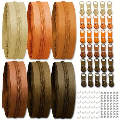 19 Roll / 6Roll Color #5/#3 Nylon Coil Zipper By The Yard 4 Yard Long In Continuous Nylon Coil With Zipper Sliders Zipper Pull And Zippers Stops For Upholstery Sewing