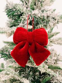 1pc Oversized Burgundy Velvet Christmas Bow, Giant Hanging Ribbon Tree Topper With Long Tails, Decorative Bow For Wall Backdrop Wedding Birthday Holiday Party Photo Prop Decoration - Multicolor - View 18