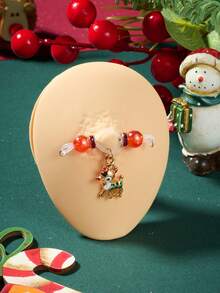 1Pair Christmas Themed Non Piercing Fake Nipple Rings Nipple Cute Santa Claus Snowflake Christmas Tree Dangle Fake Nipple Piercing Jewelry - Red, Green and Yellow - View 14