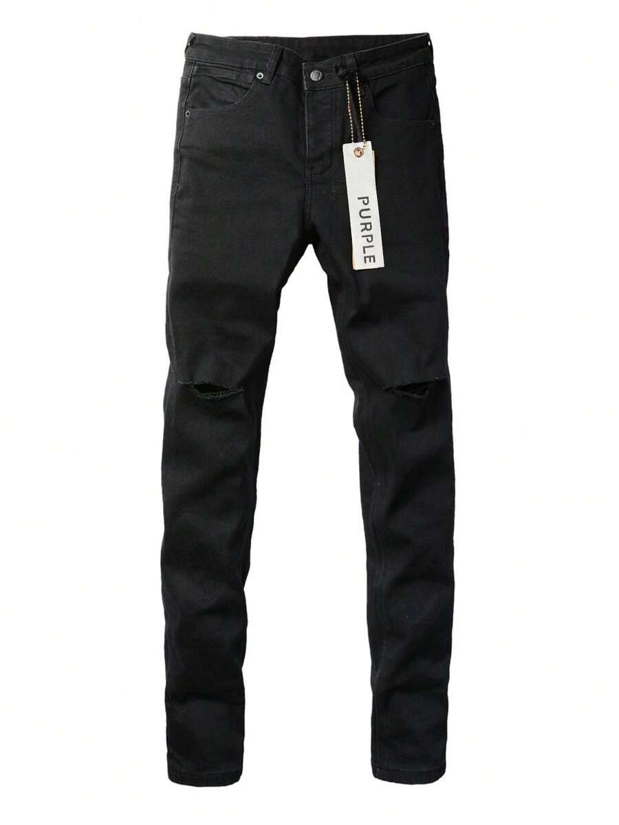 New Arrival Men Plus Size Jeans High Street Slim Fit Stretch Pants American Embroidery Knee Ripped  Brand Elastic Trousers Christmas