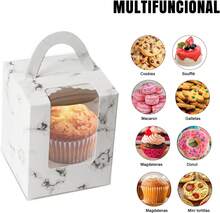 caja para cupcakes,60 cajas de panadería blanco con na,cajas de galletas de papel blanco para pasteles, galletas, pasteles, donuts, macaron, caja de regalo - negro - Ver 2