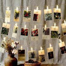 1 pièce Guirlande lumineuse à pinces photo pour fêtes, vacances, anniversaires, mariages, décorations de fiançailles, pinces transparentes, convient pour dortoir, chambre, décoration murale photo pour accrocher photos, images, cartes et notes, guirlande lumineuse, corde lumineuse de chambre en cuivre 1,5 m/3 m/6 10/20/40 LED, bande lumineuse de fée 40 pinces convenant pour centres commerciaux, bars, chambres, fêtes